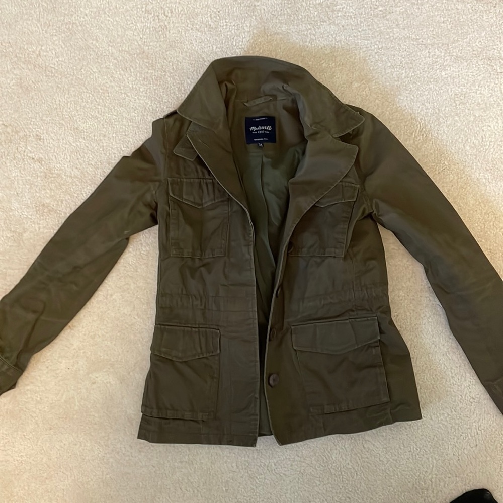 Madewell army green coat size XS
